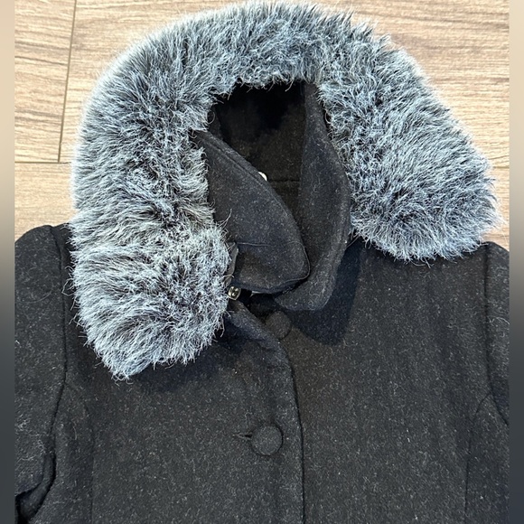 Florence Eisman Girls 6 Gray/Black Dressy Coat with Faux Fur Trim - Picture 7 of 9